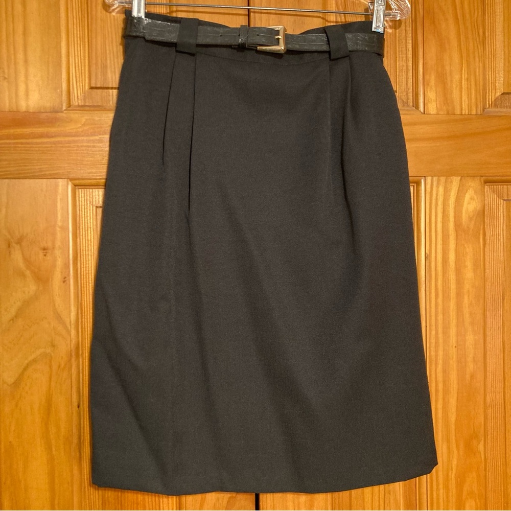 NWOT Requirements Petite Vintage 80s Skirt Midi Flat Panel Career Black Size 12P